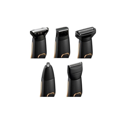 Набір для стрижки Babyliss, для бороди, вусів, голови, носа і тіла, акум., вібраційний мотор, насадок-10, сталь, чорний (MT860E)