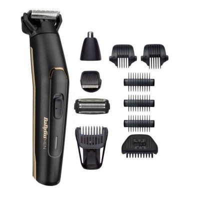 Набір для стрижки Babyliss, для бороди, вусів, голови, носа і тіла, акум., вібраційний мотор, насадок-10, сталь, чорний (MT860E)