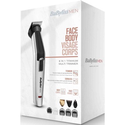Набір для стрижки Babyliss, для бороди, вусів, голови, носа і тіла, акум., вібраційний мотор, насадок-8, чохол, сталь, сірий (MT Набір для стрижки Babyliss, для бороди, вусів, голови, носа і тіла, акум., вібраційний мотор, насадок-8, чохол, сталь, сірий (MT