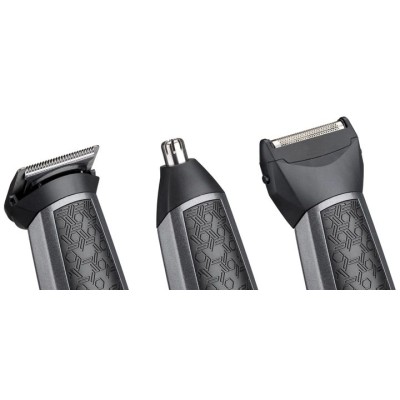 Набір для стрижки Babyliss, для бороди, вусів, голови, носа і тіла, акум., вібраційний мотор, насадок-9, сталь, сірий (MT727E)