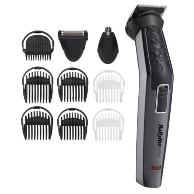 Набір для стрижки Babyliss, для бороди, вусів, голови, носа і тіла, акум., вібраційний мотор, насадок-9, сталь, сірий (MT727E)