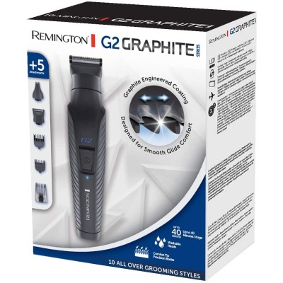 Набір для стрижки Remington G2 Graphite, для голови, вусів, бороди,носа і тіла, акум., насадок-5, чорний (PG2000)