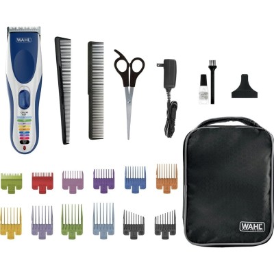 Набір для стрижки WAHL Color Pro Cordless, мережа+акум., гребінець, ножиці, сталь, синій (09649-016)