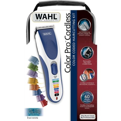 Набір для стрижки WAHL Color Pro Cordless, мережа+акум., гребінець, ножиці, сталь, синій (09649-016)