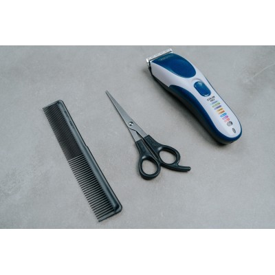 Набір для стрижки WAHL Color Pro Cordless, мережа+акум., гребінець, ножиці, сталь, синій (09649-016)