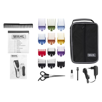 Набір для стрижки WAHL Color Pro Cordless, мережа+акум., тример,гребінець,ножиці, сталь, синій (09649-916)
