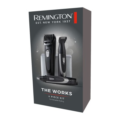 Набір тримерів Remington WORKS, для бороди, вусів, носа та вух, чохол, гребінець, сталь, чорний (MB_905)