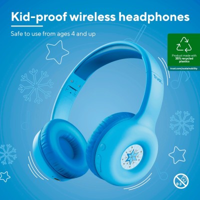 Навушники On-ear Trust Nouna Kids, Wireless, Mic, Синій Навушники On-ear Trust Nouna Kids, Wireless, Mic, Синій