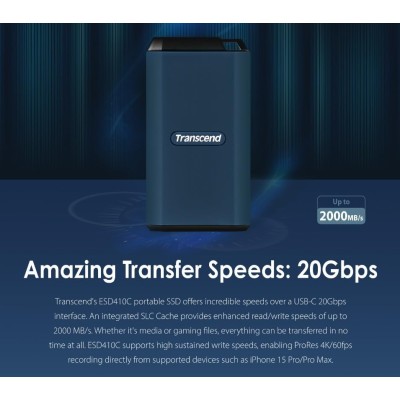 ssd зовнішній TRANSCEND 1TB ESD410C, USB 20Gbps, Type C (TS1TESD410C) комп'ютерний запам'ятовувальний пристрій