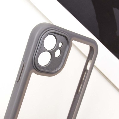 TPU чехол Transparent + Colour 1,5mm для Apple iPhone 12 (6.1") Grey