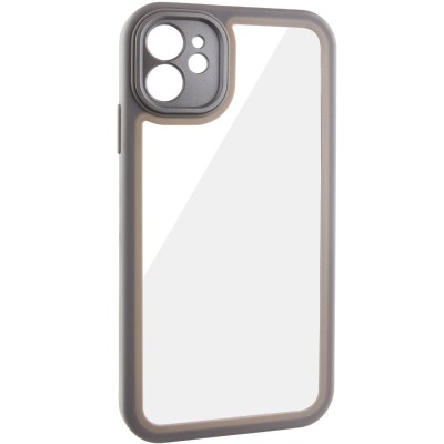 TPU чехол Transparent + Colour 1,5mm для Apple iPhone 12 (6.1") Grey