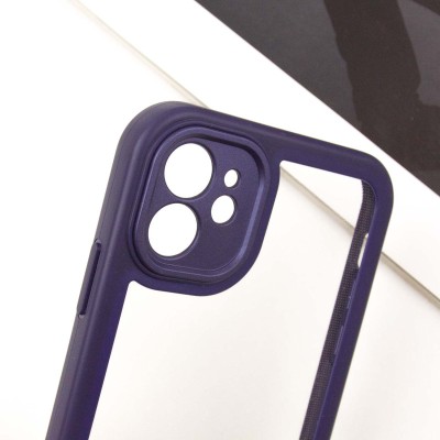 TPU чехол Transparent + Colour 1,5mm для Apple iPhone 12 (6.1") Purple