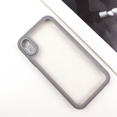 TPU чехол Transparent + Colour 1,5mm для Apple iPhone XR (6.1") Grey