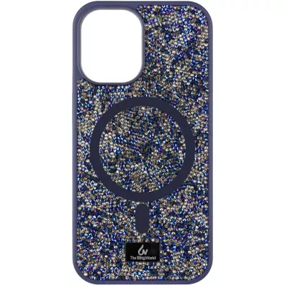 TPU чохол Bling World Rock Diamond with MagSafe для Apple iPhone 13 (6.1") Navy Blue