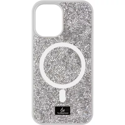 TPU чохол Bling World Rock Diamond with MagSafe для Apple iPhone 14 (6.1") Silver