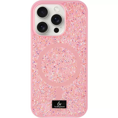 TPU чохол Bling World Rock Diamond with MagSafe для Apple iPhone 14 Pro (6.1") Pink