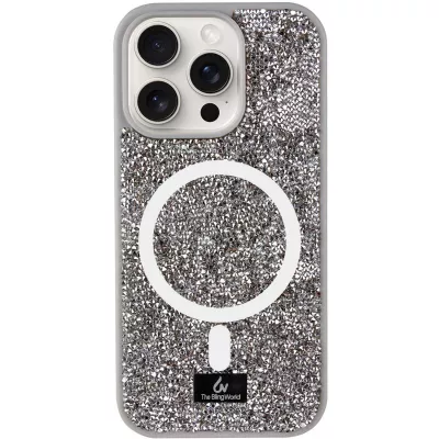 TPU чохол Bling World Rock Diamond with MagSafe для Apple iPhone 15 Pro (6.1") Grey