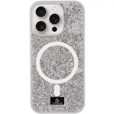 TPU чохол Bling World Rock Diamond with MagSafe для Apple iPhone 15 Pro (6.1") Silver
