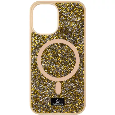 TPU чохол Bling World Rock Diamond with MagSafe для Apple iPhone 16 (6.1") Gold
