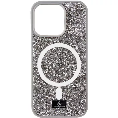 TPU чохол Bling World Rock Diamond with MagSafe для Apple iPhone 16 (6.1") Grey