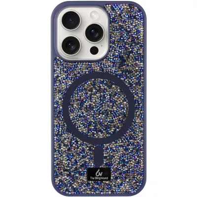 TPU чохол Bling World Rock Diamond with MagSafe для Apple iPhone 16 Pro (6.3") Navy Blue