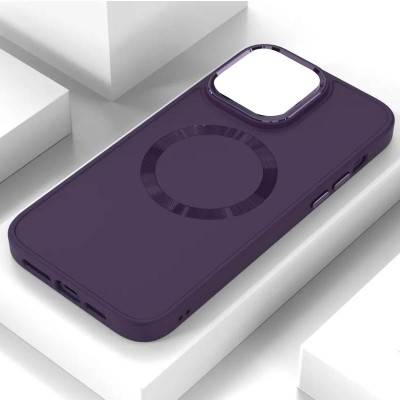 TPU чохол Bonbon Metal Style with MagSafe для Apple iPhone 15 (6.1") Фіолетовий / Dark Purple