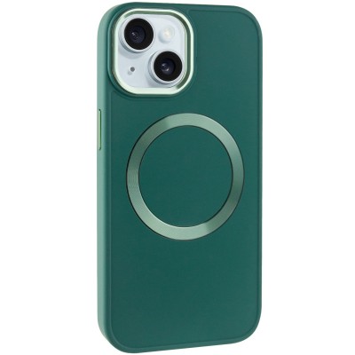 TPU чохол Bonbon Metal Style with MagSafe для Apple iPhone 15 Plus (6.7") Зелений / Pine green