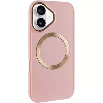 TPU чохол Bonbon Metal Style with MagSafe для Apple iPhone 16 (6.1") Рожевий / Light Pink