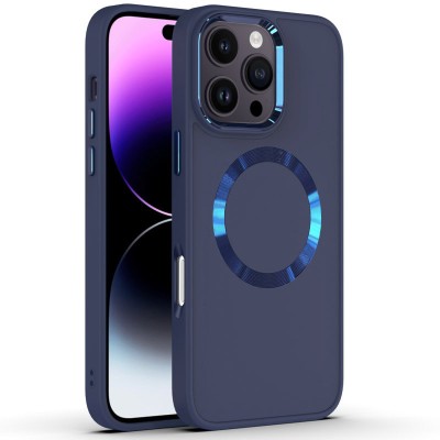 TPU чохол Bonbon Metal Style with MagSafe для Apple iPhone 16 Pro (6.3") Синій / Cosmos Blue