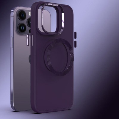 TPU чохол Bonbon Metal Style with MagSafe для Apple iPhone 16 Pro (6.3") Фіолетовий / Dark Purple