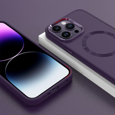 TPU чохол Bonbon Metal Style with MagSafe для Apple iPhone 16 Pro (6.3") Фіолетовий / Dark Purple