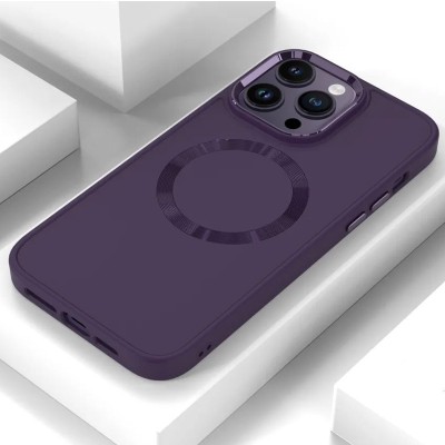TPU чохол Bonbon Metal Style with MagSafe для Apple iPhone 16 Pro (6.3") Фіолетовий / Dark Purple