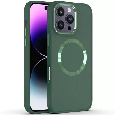 TPU чохол Bonbon Metal Style with MagSafe для Apple iPhone 16 Pro Max (6.9") Зелений / Pine green