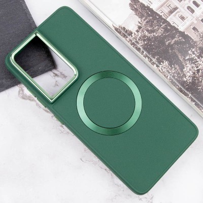 TPU чохол Bonbon Metal Style with MagSafe для Samsung Galaxy S22 Ultra Зелений / Army Green