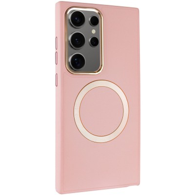 TPU чохол Bonbon Metal Style with MagSafe для Samsung Galaxy S24 Ultra Рожевий / Light Pink