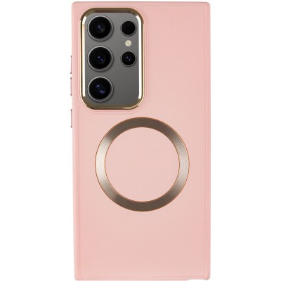 TPU чохол Bonbon Metal Style with MagSafe для Samsung Galaxy S24 Ultra Рожевий / Light Pink