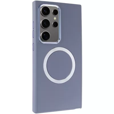 TPU чохол Bonbon Metal Style with MagSafe для Samsung Galaxy S24 Ultra Сірий / Lavender