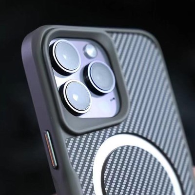 TPU+PC чохол Metal Buttons with MagSafe Carbon Ring для Apple iPhone 15 Pro Max (6.7") Сірий TPU+PC чохол Metal Buttons with MagSafe Carbon Ring для Apple iPhone 15 Pro Max (6.7") Сірий