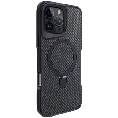 TPU+PC чохол Metal Buttons with MagSafe Carbon Ring для Apple iPhone 16 Pro (6.3") Чорний