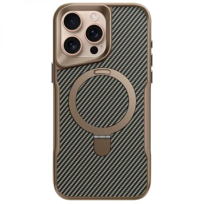 TPU+PC чохол Metal Buttons with MagSafe Carbon Ring для Apple iPhone 16 Pro Max (6.9") Золотий