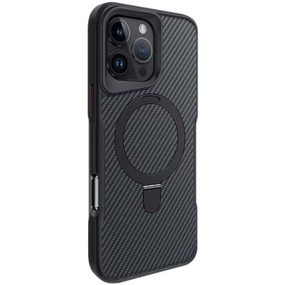 TPU+PC чохол Metal Buttons with MagSafe Carbon Ring для Apple iPhone 16 Pro Max (6.9") Чорний