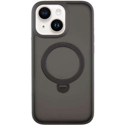 TPU+PC чохол Metal Buttons with MagSafe Colorful HQ Ring для Apple iPhone 14 / 13 (6.1") Black