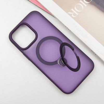 TPU+PC чохол Metal Buttons with MagSafe Colorful HQ Ring для Apple iPhone 14 Pro (6.1") Purple