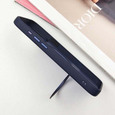 TPU+PC чохол Metal Buttons with MagSafe Colorful HQ Ring для Apple iPhone 15 (6.1") Dark Blue
