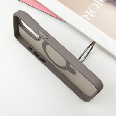 TPU+PC чохол Metal Buttons with MagSafe Colorful HQ Ring для Apple iPhone 15 (6.1") Grey