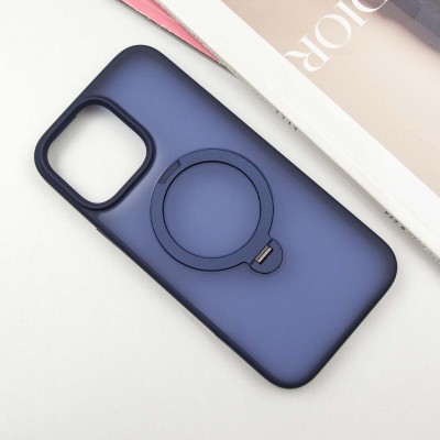 TPU+PC чохол Metal Buttons with MagSafe Colorful HQ Ring для Apple iPhone 15 Pro (6.1") Dark Blue