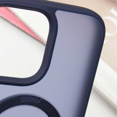 TPU+PC чохол Metal Buttons with MagSafe Colorful HQ Ring для Apple iPhone 15 Pro (6.1") Dark Blue