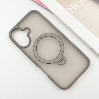 TPU+PC чохол Metal Buttons with MagSafe Colorful HQ Ring для Apple iPhone 16 (6.1") Grey