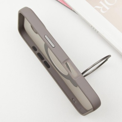 TPU+PC чохол Metal Buttons with MagSafe Colorful HQ Ring для Apple iPhone 16 (6.1") Grey