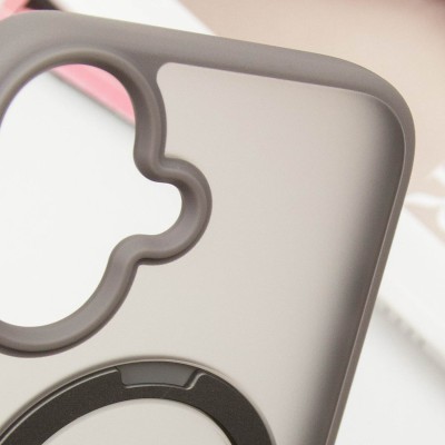 TPU+PC чохол Metal Buttons with MagSafe Colorful HQ Ring для Apple iPhone 16 (6.1") Grey